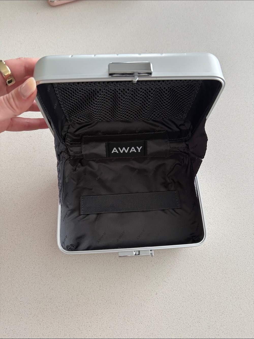 Away Silver and Black Hard-Shell Toiletry or Storage Case